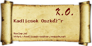 Kadlicsek Oszkár névjegykártya
